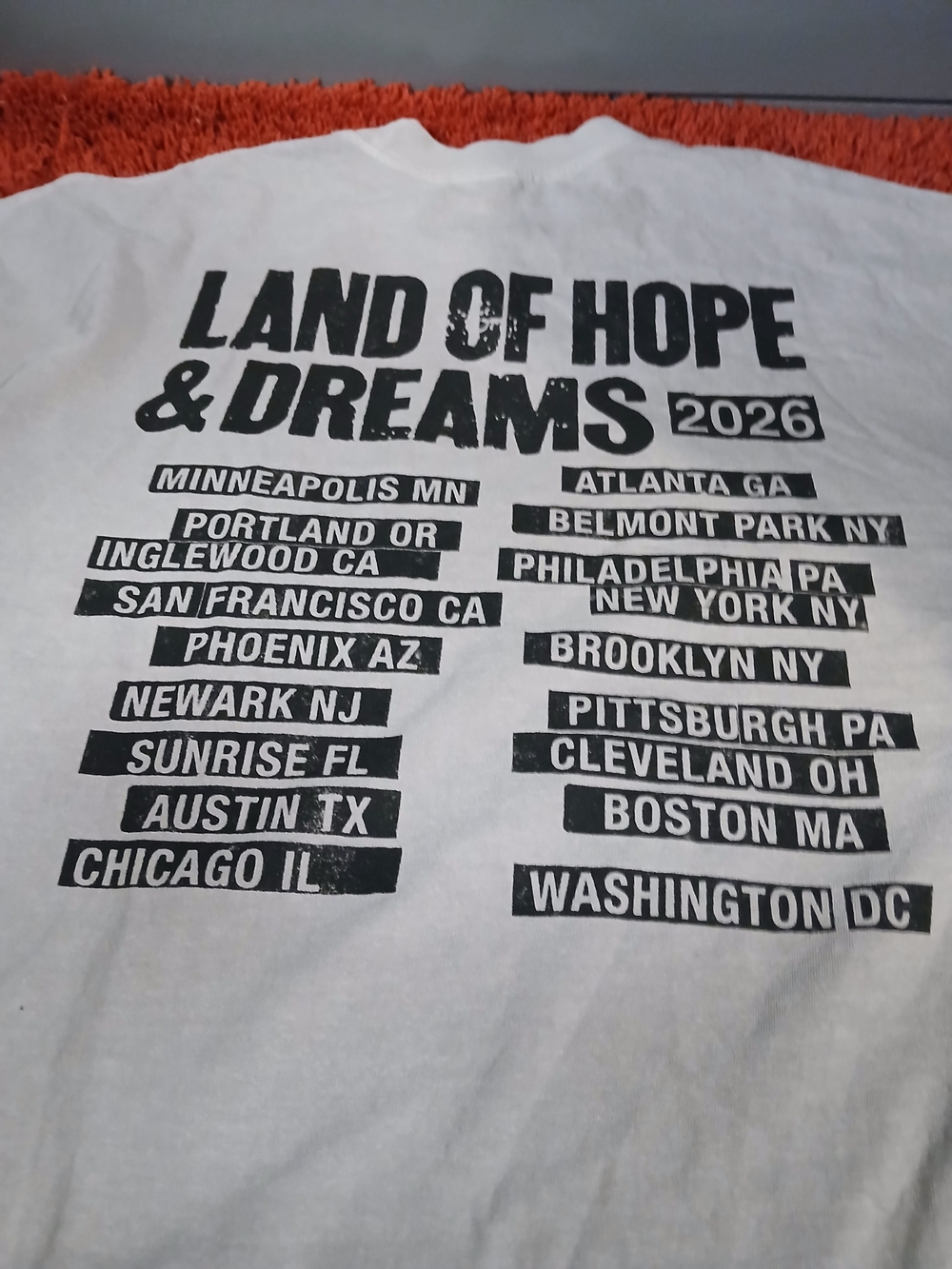 White 'Land of Hope & Dreams 2026' Graphic Short Sleeve Tee